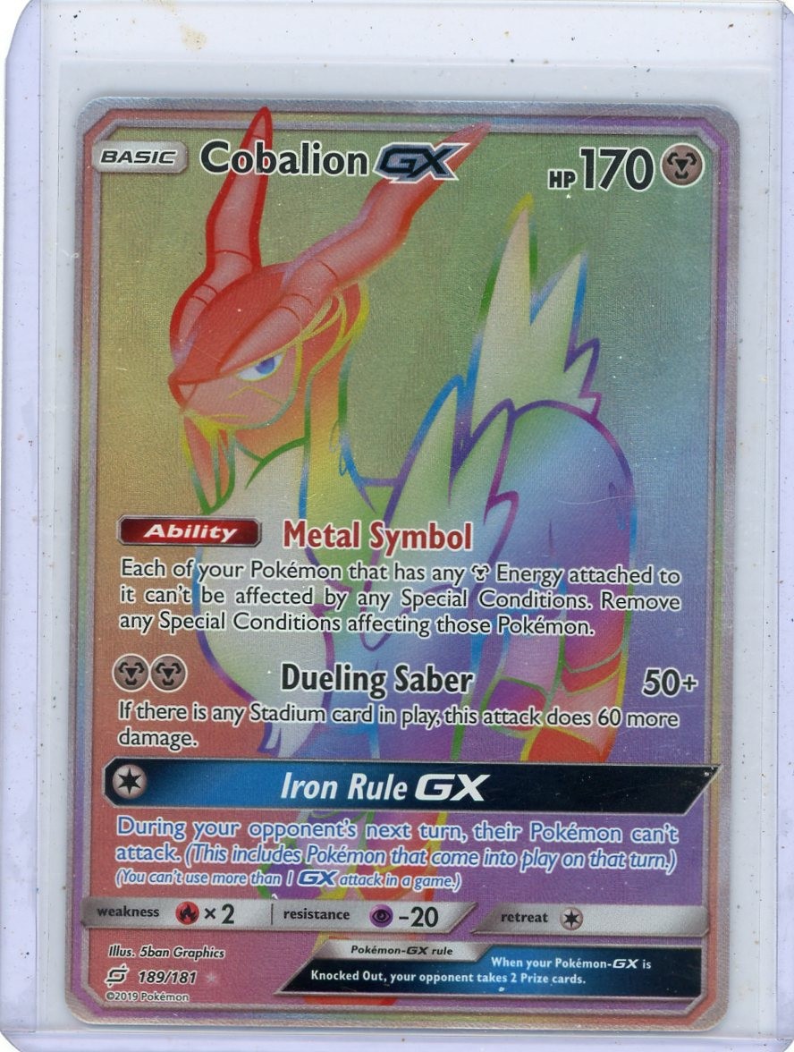 Cobalion GX 189/181 Rainbow Team Up Secret Rare Pokemon TCG