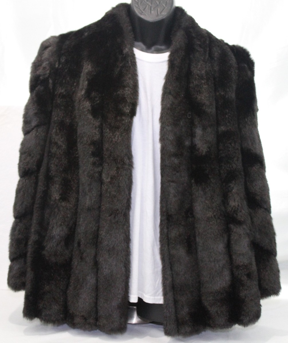Vintage Jacques Saint Laurent For Genelle Demi Buff Faux Fur Coat