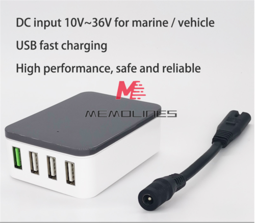 Car Ship 4-port USB Charger w/ Quick Charge QC2.0, QC3.0 DC10-36V to 12V/9V/12V - Afbeelding 1 van 5