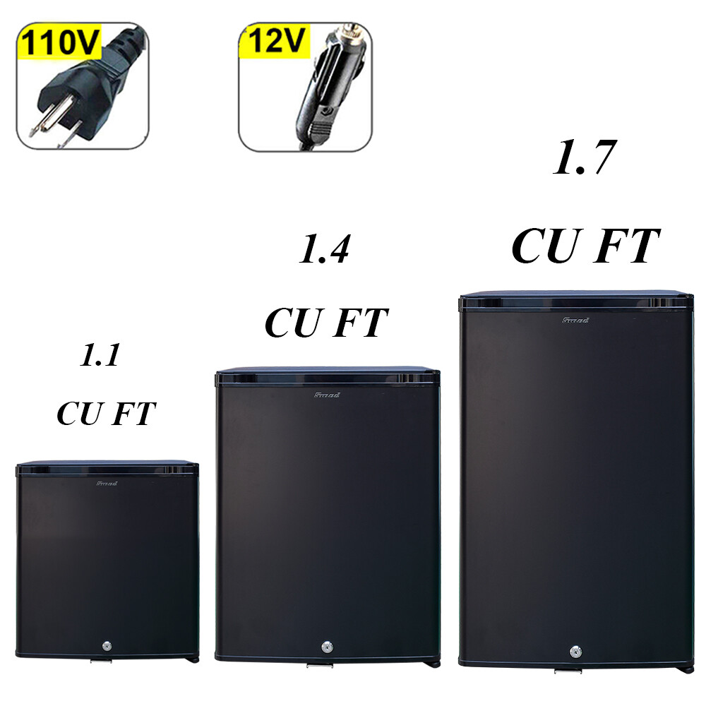 Mini Refrigerator RV Cooler Truck 12V Fridge Quiet Hotel Dorm 1.0/1.4/1.7 cu ft