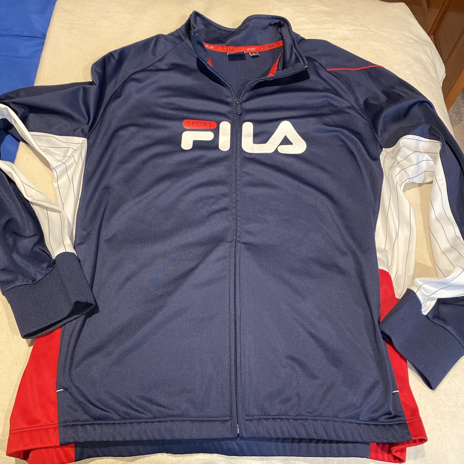 Giacca uomo Fila Sport XL Full Zuo blu rosso bianco pulita e morbida