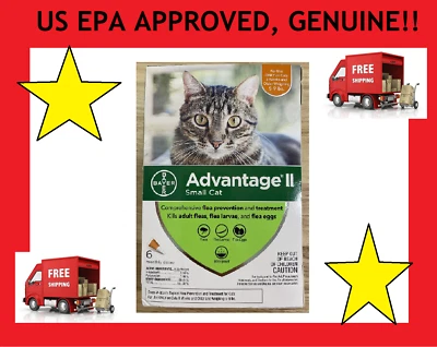 Advantage II / 2 Under 9 lbs Flea Drop Medicine for Cats 6 Pack 6 Month Supply