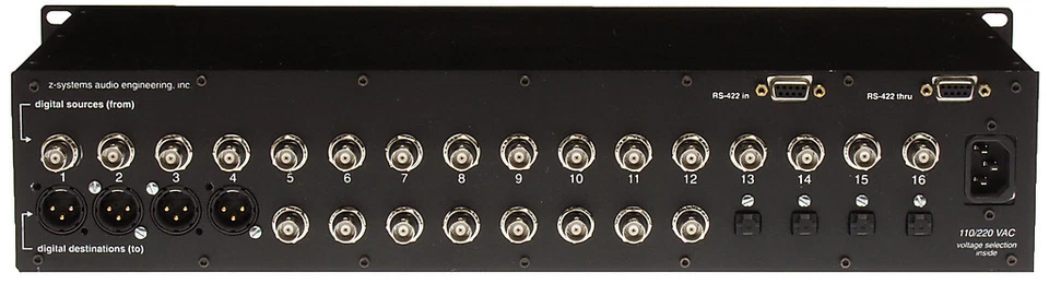 Z-Sys Z-16.16 Digital Detangler XLR BNC TOSlink SPDIF 4:8:4 Audio Router Switch - Image 3 of 4