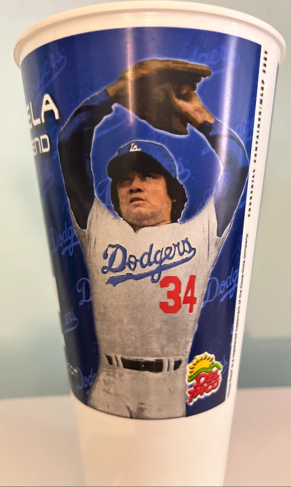 Signed Fernando Valenzuela LA Dodger Del Taco Coca Cola Super Big Gulp Cup 1990 - Image 2 of 4