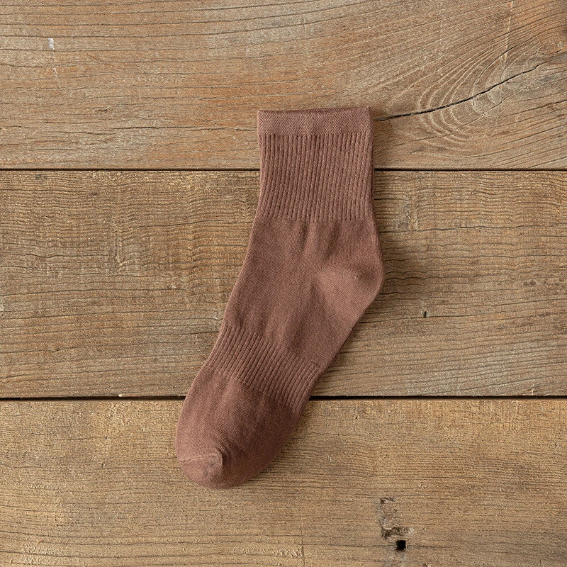 5 pares de calcetines medianos desodorantes deportivos de algodón de color liso para mujer Foto 4 de 4