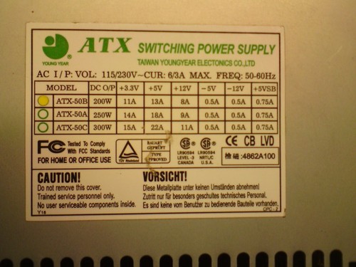 PC Platine Netzteil ATX ATX-50B 200 W 200W für Computer Tower zB Windows XP Pow
