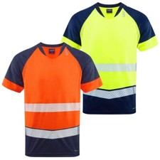 Leo FORDA Lightweight Hi Vis T-Shirt Class 1 Navy Contrast Summer Work Top T16
