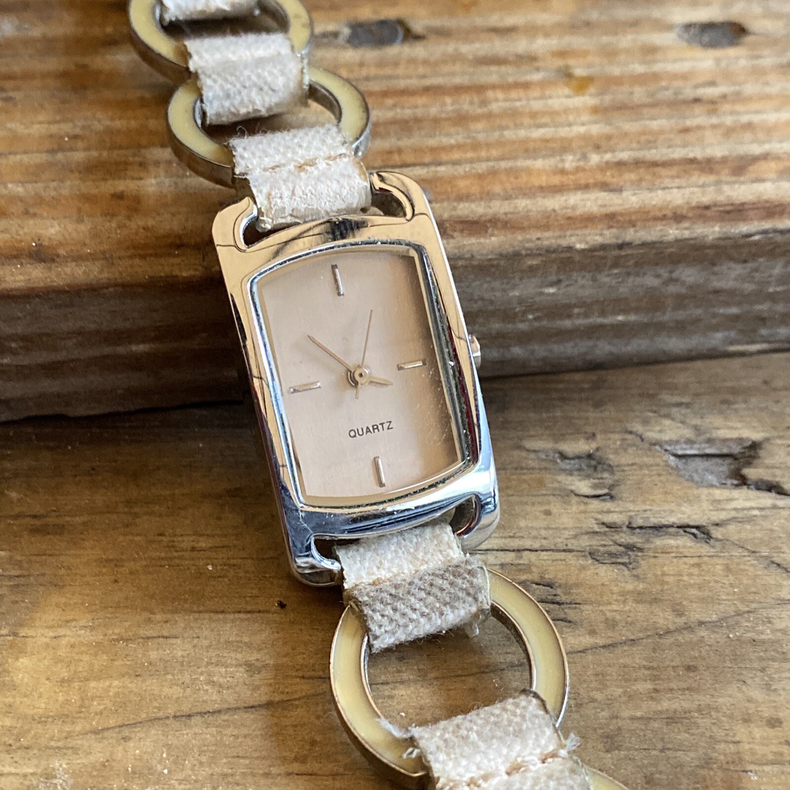 Rectangular Face Leather And Hoop Strap Ladies Fa… - image 1