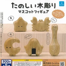 Tanoshii kibori Mascot Figure Capsule Toy 5 Types Full Comp Set Gacha New Japan