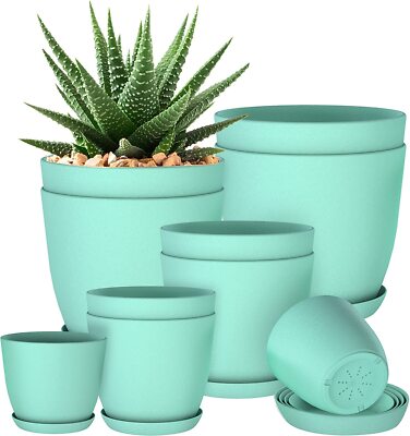 Plant Pots Indoor with Drainage - 7/6.6/6/5.3/4.8 Inches Decorative Utopia Home