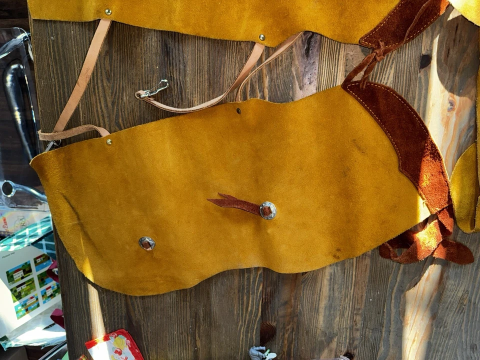 Chaps de cuero vaquero/niña conjunto M&F niños chaps y chaleco CUERO REAL PESADO Foto 4 de 4
