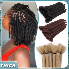 6"/12" Handmade Dreadlocks Hair Crochet Extensions Soft Short Punk Dreads Black