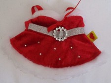 Build A Bear Smallfrys Red Velour Christmas Dress With Rhinestones Furry Trim