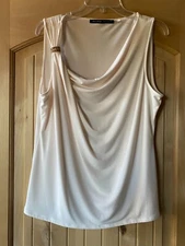 Ivanka Trump Sleeveless Beige Top with Gold Accent L