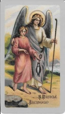 2 Holy Cards of the Archangel Raphael Plus a 1" Silver Oxidized Medal of Raphael