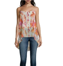 a.n.a Tiered Chiffon Tank Top Sizes XS, M, L, XL New Ikat Golden Poppy 