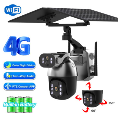 Solarbetriebene drahtlose 4GWiFi Dual Lens PIR Erkennung 2-Way Audio CCTV Kamera