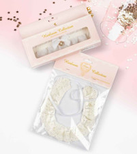 WEDDING GARTER & HORSESHOE SET satin lace heart bridal shower gift for bride