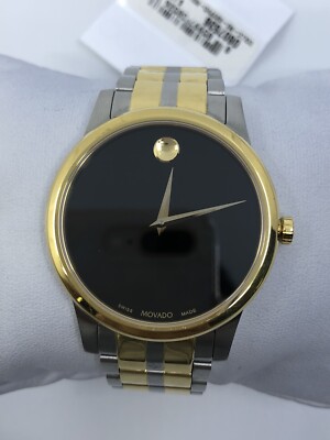 Movado Black Dial Two Tone Stainless Steel Men's SWISS Quartz