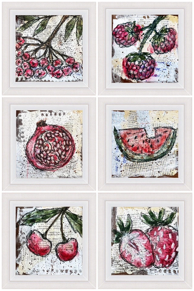 Conjunto de arte enmarcado lote de pintura en miniatura original firmado paquete de arte pintura de alimentos Foto 3 de 4