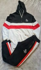  SUPPLY DEMAND Black Red Stripe Hood Zip Men Jogging SweatSuit Size M Trouser S