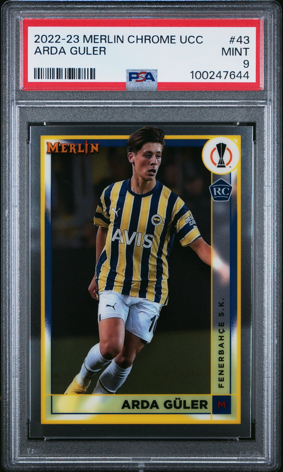 2022-23 TOPPS MERLIN CHROME UEFA CLUB COMPETITIONS #43 ARDA GULER PSA 9