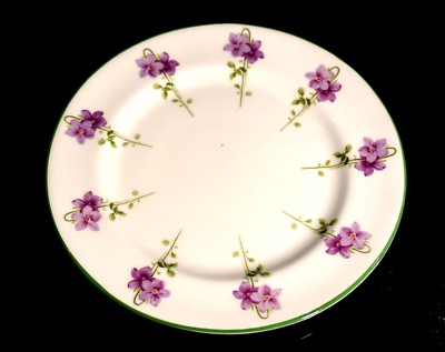 Beautiful Royal Doulton Green Trim Purple Flowers E8434 Bread Plate