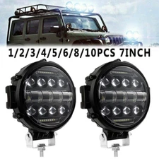 7" Round LED Work Light Bar Fog DRL Headlight SUV 4WD ATV Truck Offroad Driving