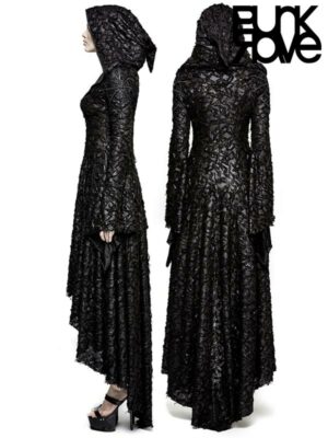 gothic black hooded dress GOTHIC ELEGANCE