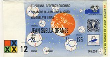 Ticket World Cup 1998 : Yugoslavia v Iran 14/6/1998 in St. Etienne