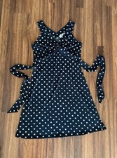 Ann Taylor Loft Women's Black & White Polka Dot Knit Dress Size 8 Pull-On Style