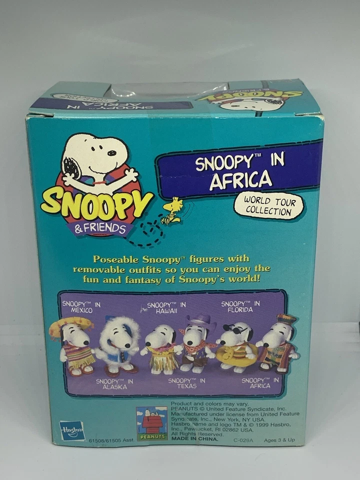 Figura Snoopy And Friends Snoopy in Africa 5" de colección Hasbro 1999 paquete desgaste Foto 3 de 4