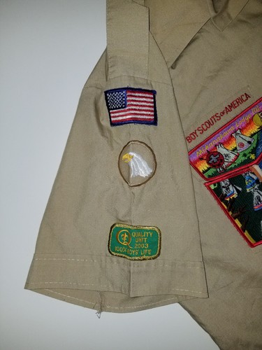 Boy Scouts Insignia Uniform Shirt BSA #531 Vintage USA Sewn Patches Mens LG - Picture 4 of 7