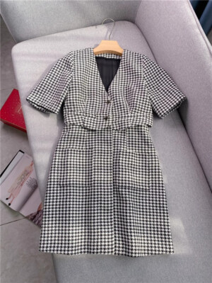 grey check mini dress Halter Tulle Sequin Long Prom Dress with Deep V neckline and Ruffle Hi –  DressesTailor