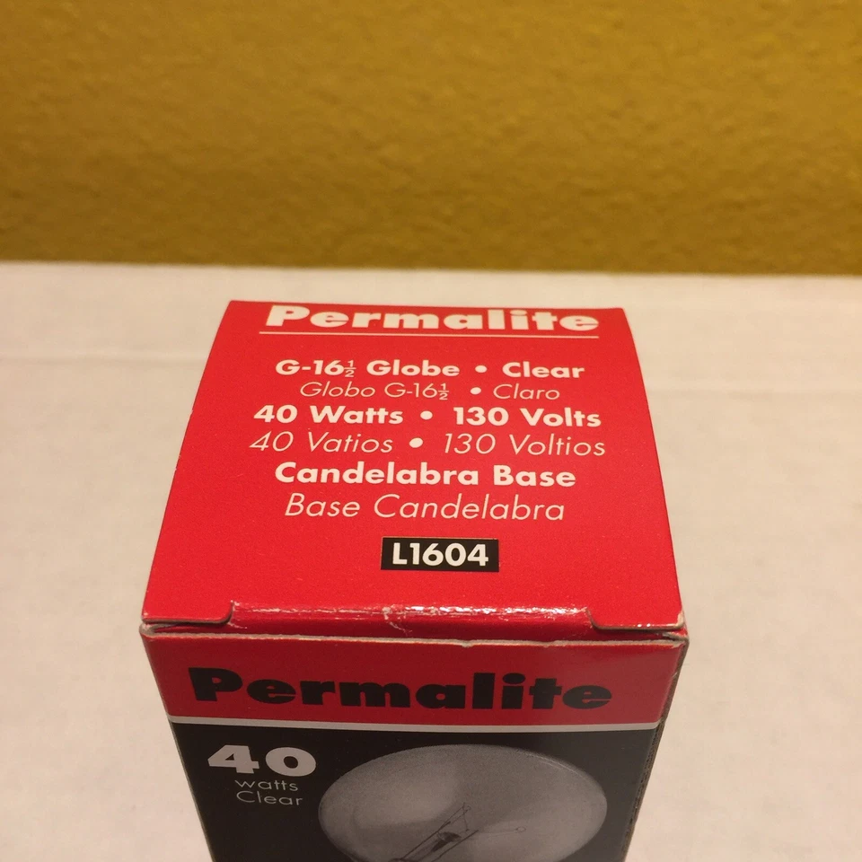 Permalite 40 vatios transparente larga vida G-16 1/2 L1604 lote de 5 nuevos Foto 4 de 4