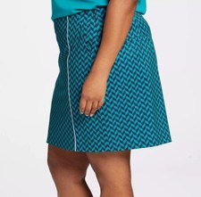   Lady Hagen Women's 17" Wrap Golf Skort Herringbone Turquoise size 16 NWT