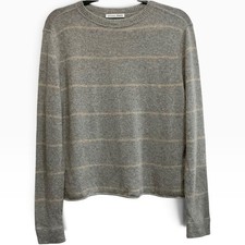 Reformation Cashmere Oversized Striped Boyfriend Sweater Grey Tan XS