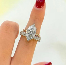 5 Ct Marquise-Cut VS1 Lab Grown Diamond Wedding Bridal Ring Set 14k Yellow Gold