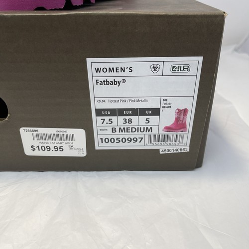 Ariat Damen 7,5 B Hottest Pink Metallic Western Fatbaby Stiefel Cowgirl Neu mit Karton - Bild 2 von 12