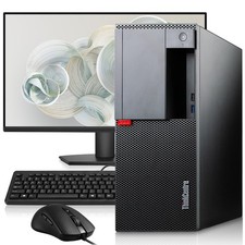 Lenovo M720t Desktop Tower PC i5-8th 8GB RAM 256GB SSD 24" LED Wi-Fi Windows 11