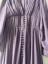 Damen Abendkleid Maxikleid lang lila V-Aussch...