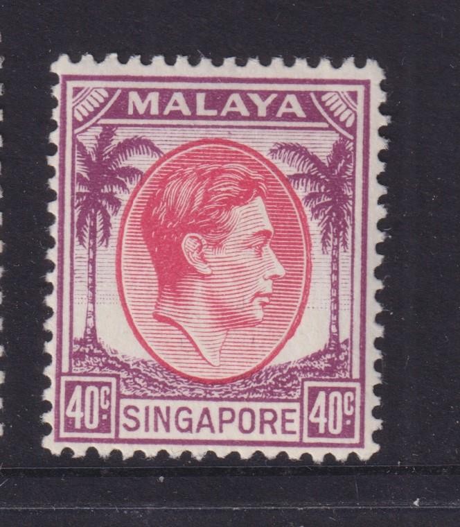SINGAPORE, 1948 KGVI perf. 14, 40c. Red & Purple, lhm.