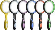 6 Pack Magnifying Glass, 10X Non-Slip Handheld Reading Magnifier