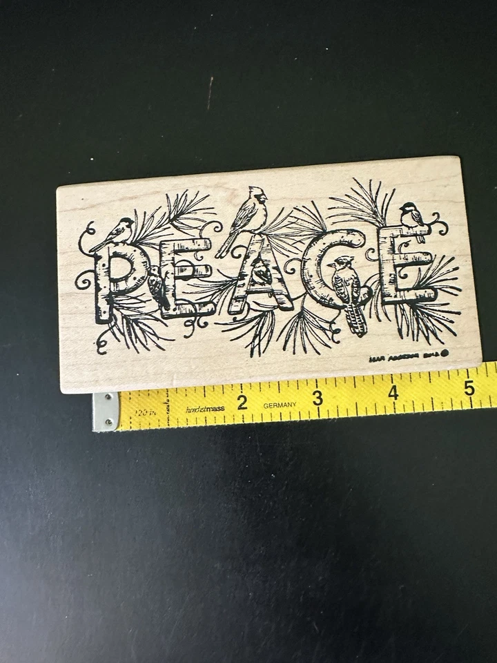 Sello de goma Northwoods Peace sentimiento de Navidad cardenal azul Jay Chickadee Foto 3 de 4