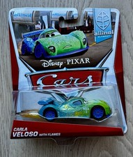 Disney Pixar Cars ALLINOL BLOWOUT CARLA VELOSO WITH FLAMES 1/9 NIP Mattel BDX10