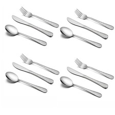 12-Piece Toddler Kids Silverware Set Stainless Steel Hammered Flatware Cutlery