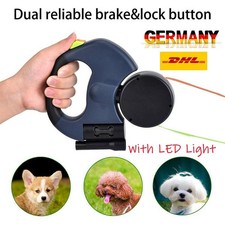 Dual Automatik Hundeleine Rollleine Gurtleine Doppelleine für 2 Hunde mit Licht