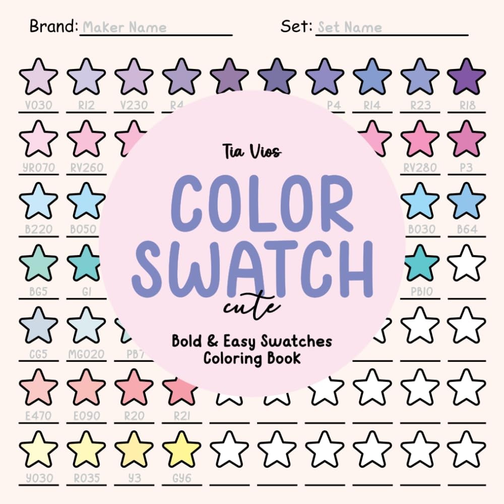 Color Swatch Cute: Bold and Easy Swatches Coloring Book: 18 Cute and Fun Designs to Organize your Colors - Image 2