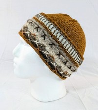 Colorful Handmade Soft Alpaca Brown Beanie Boho Peru