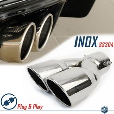 TERMINALE di Scarico Doppio Universale Auto ACCIAIO Inox Cromato Marmitta Ø 60mm